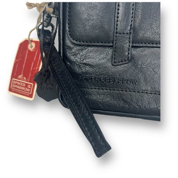 Spikes & Sparrow Tablet Case Black Buffalo Leather iPad Sleeve Zipper Bag 11x9.5 - Picture 3 of 10